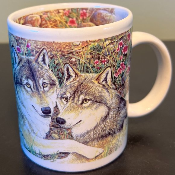 Vintage OTAGIRI "Seasons of the Wolf" Mug Art by Michele Kortbawi Wilk ~ 1995 - Picture 1 of 10